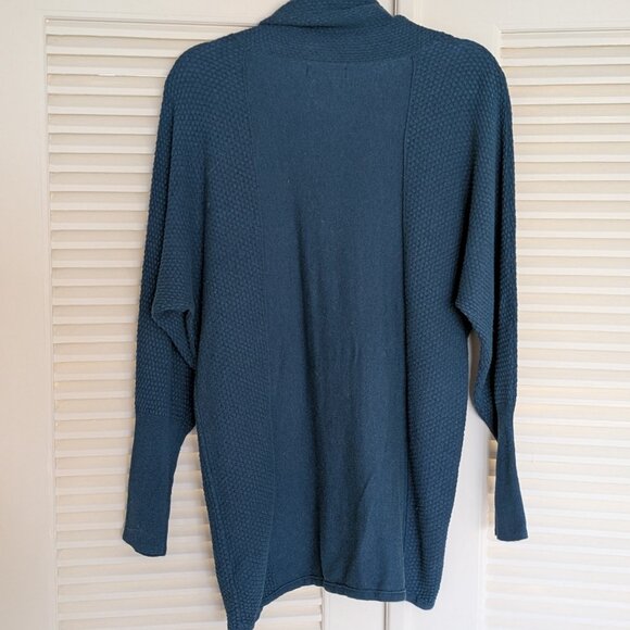 Cynthia Rowley Active Teal Blue Drawstring Cowl T-neck Sweater Size LARGE EUC - Picture 5 of 9
